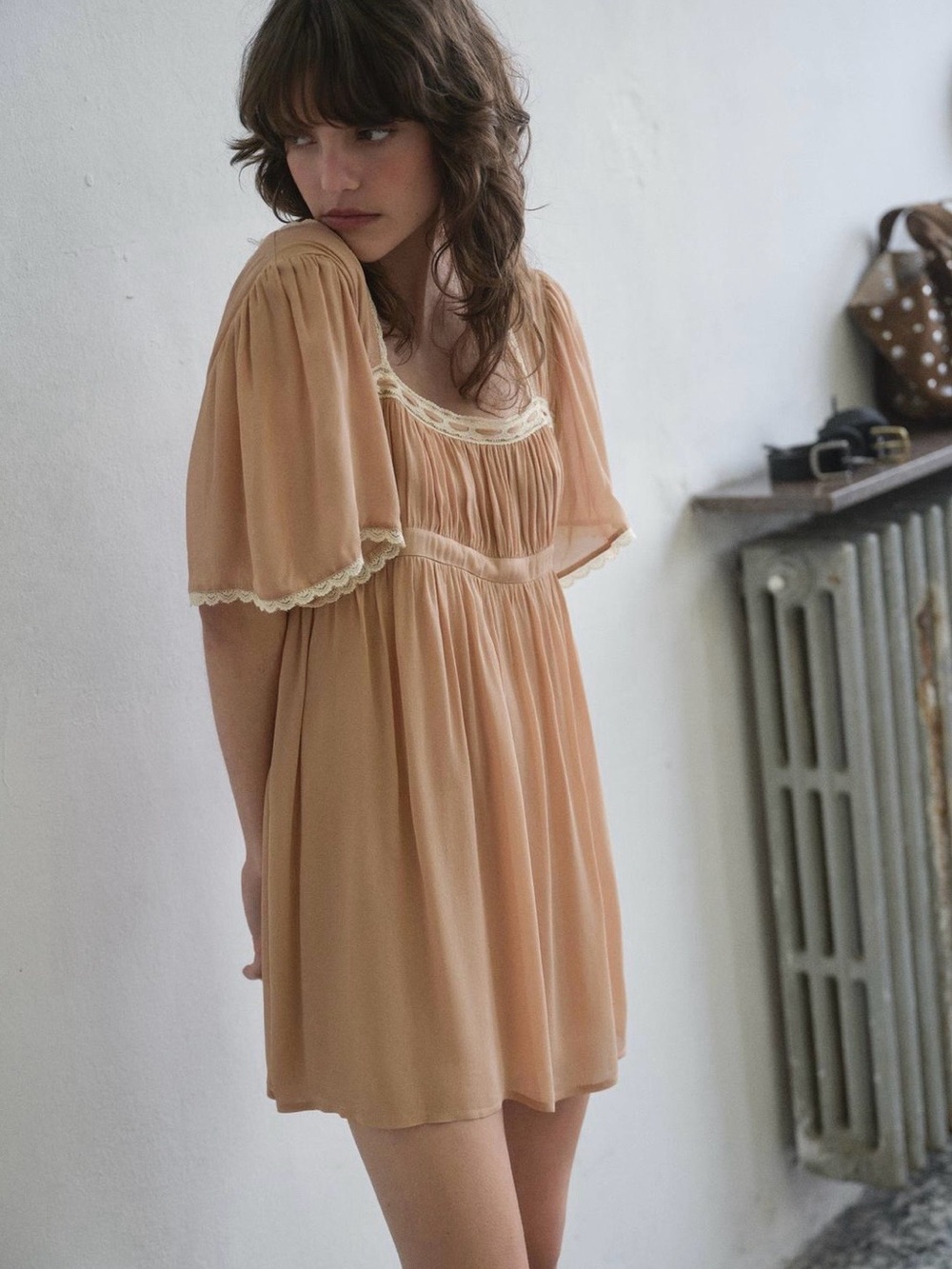 BNWT Zara Pale Pink Contrast Lace Combination Mini Dress